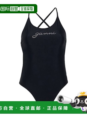 1h可退 香港直邮潮奢 GANNI 甘尼 女士 One-piece 泳衣 black黑色