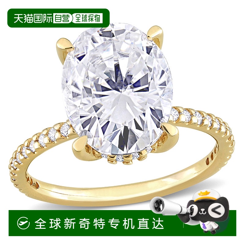 自营 mimi & max4 7/8 CT DEW 10K 金椭圆形莫桑钻订婚戒指 - 黄