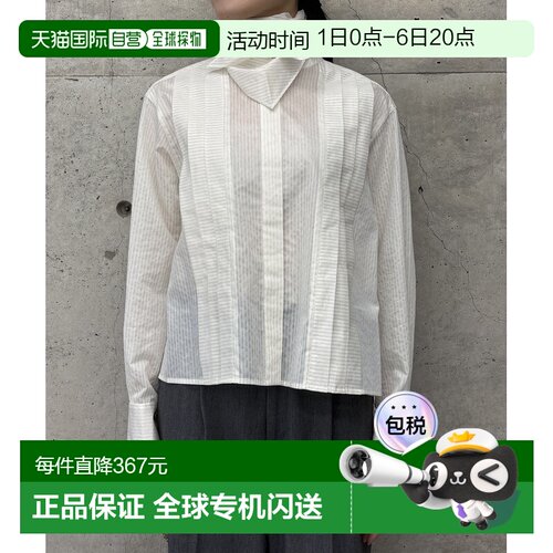 1h可退 日本直邮tiara 女装 方领系带衬衫 配三角丝巾 A0161FB291