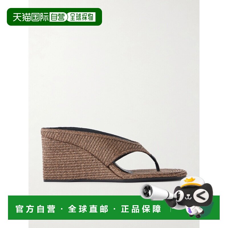 1h可退 香港直邮alaia 女士 Tong 75 绒面革坡跟凉鞋 AA3M105TK05