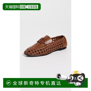 香港直邮Simkhai Dion 1h可退 女士 舒 编织皮质乐福鞋 black黑色