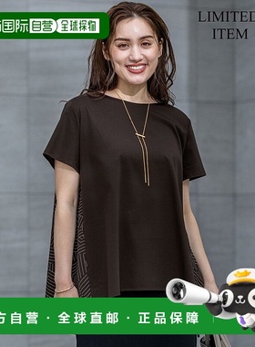 日本直邮23区 围巾印花组合后摆剪裁短袖T恤 上衣[234613EW17550]