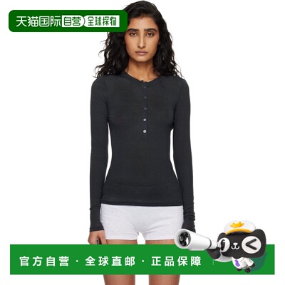 香港直邮潮奢 SKIMS 女士 黑色 Sheer Modal Crewneck 亨利衫 TPL