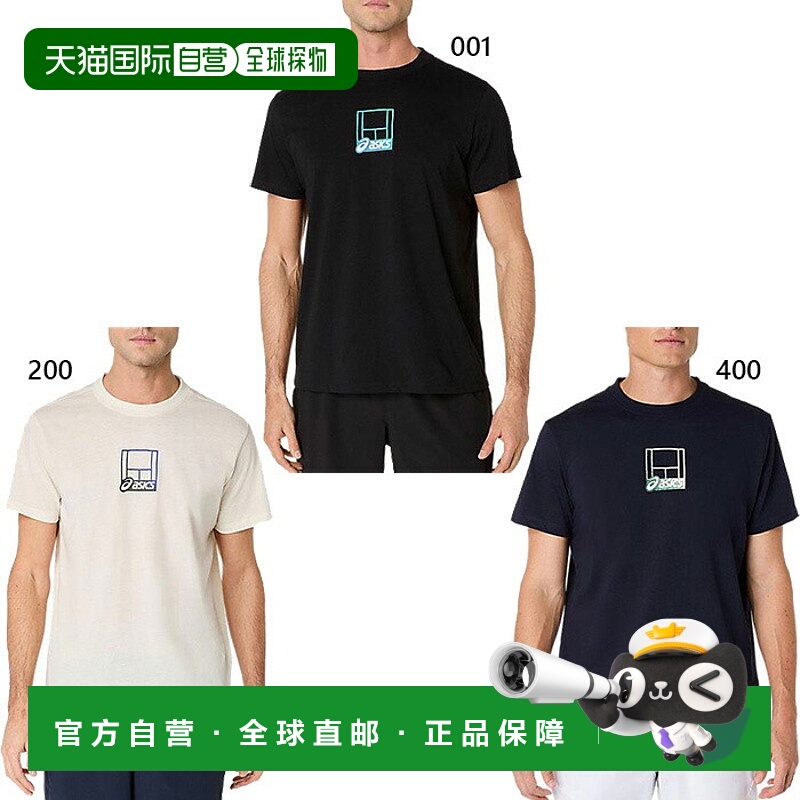 日本直邮ASICS 男士短袖印花T恤适用于网球和羽毛球运动2041A355