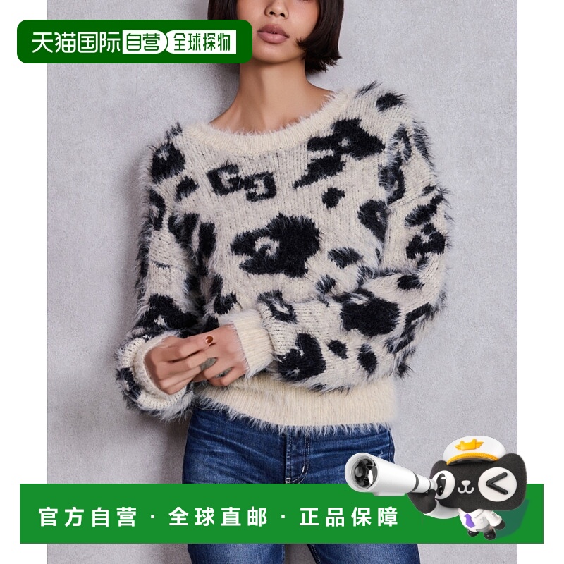 1h可退 日本直邮GYDA 女装 GG豹纹短款宽松针织衫 半拉链设计 072