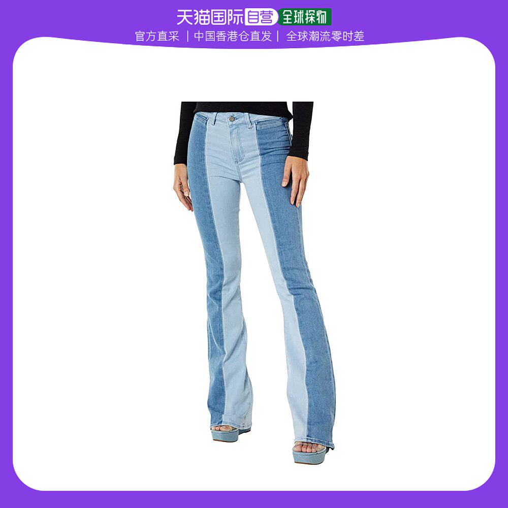 香港直邮潮奢 paige 女士laurel canyon   blues 高腰拼接沿条口