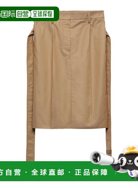 香港直邮PRADA 女士半身裙 P185KK14ZGSOOOF0065 AW2024 棕色中裙