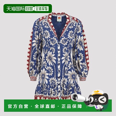 1h可退 香港直邮FARM RIO 女士 LUNA 蓝色粘胶纤维迷你连衣裙 350