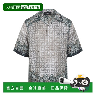 1h可退 香港直邮Amiri 佩斯利花纹保龄球衬衫 AMTOSH1095短袖
