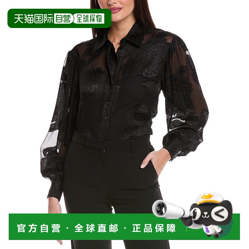 自营Trina Turk Anuka 2真丝混纺衬衫-黑色 美国奥莱直发
