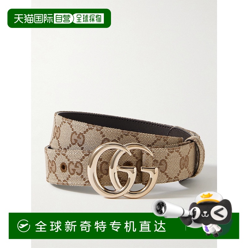 1h可退 香港直邮Gucci 古驰 女士 GG Marmont 印花涂层帆布皮带 6