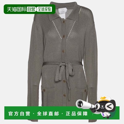 自营Marina Rinaldi Grey Rib Knit Button Front Sweater - grey