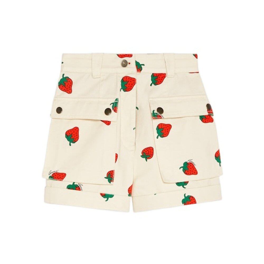 Gucci 草莓印花短裤 753327XDCNK