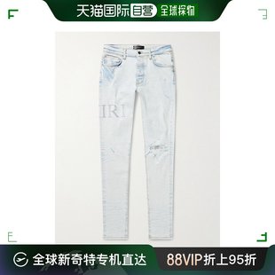 Appliqued 饰磨破牛仔 修身 男士 Logo AMIRI 水晶装 香港直邮潮奢