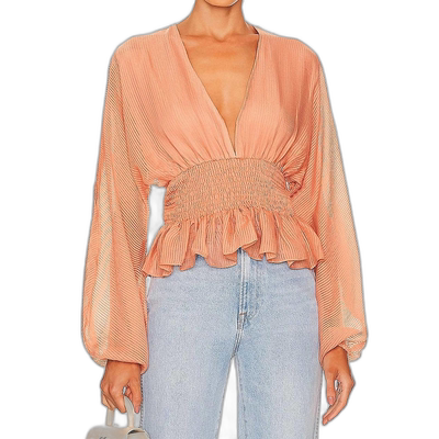 自营 minkpinkTahlia 赤土色平行绉缝衬衫 - terracotta 美国奥莱