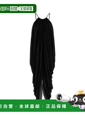 1h可退 香港直邮潮奢 LOEWE 罗意威 女士 黑色真丝连衣裙 S359Y09