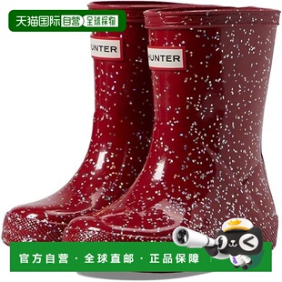 自营 Hunter First经典巨型闪光儿童勃艮第防水雨靴JOBB1815-红色