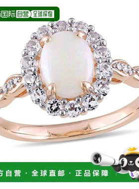 自营 mimi & max1 1/2 CT TGW 椭圆形蛋白石、白色托帕石和钻石重
