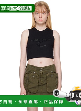 1h可退 香港直邮潮奢 Blumarine 蓝色情人 女士 黑色晶饰背心 P44