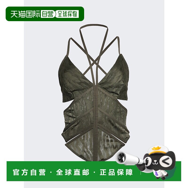 自营 dion lee迷彩蕾丝紧身胸衣 - 军绿色 美国奥莱直发吊带背心