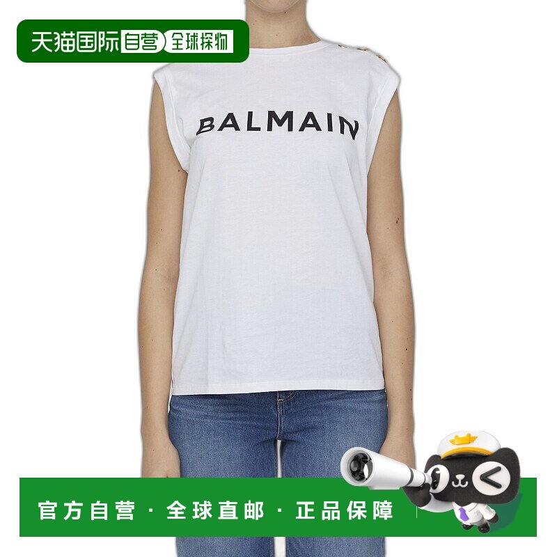 香港直邮BALMAIN 女士T恤 AF1ED000BB02GAB印花潮牌透气高级感