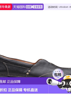 自营Clarks Un Loop Stride黑色皮革-黑色皮革棉鞋 美国奥莱直发