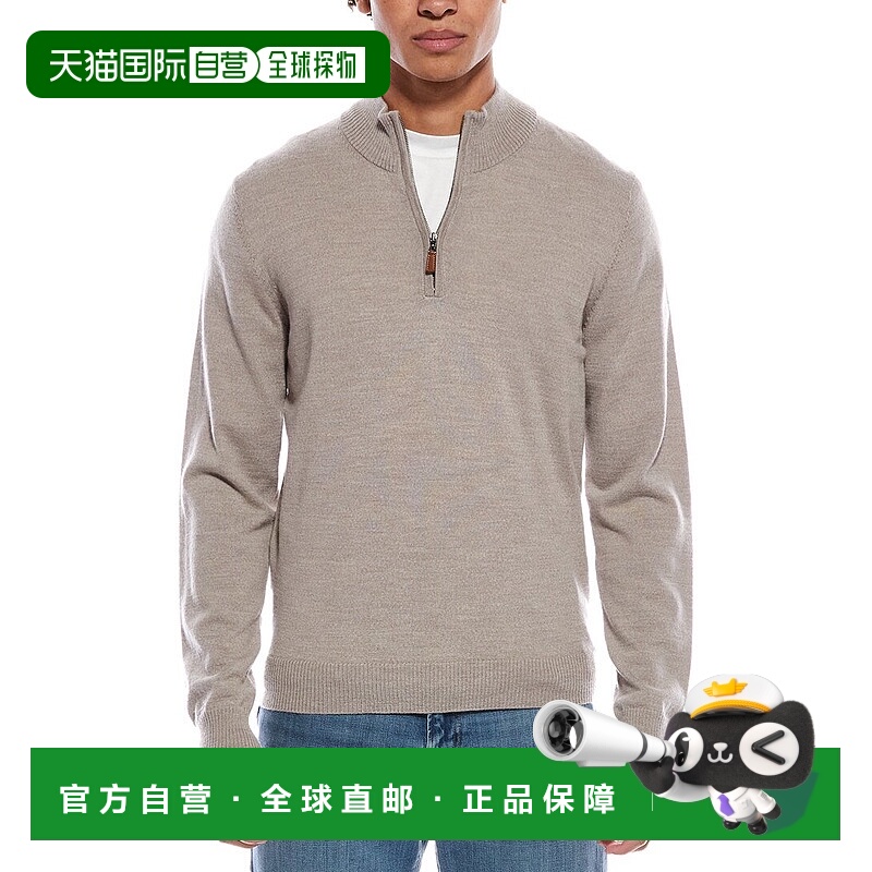 自营Mette Merino Wool 1/4-Zip Mock Neck Sweater - tan 美国奥