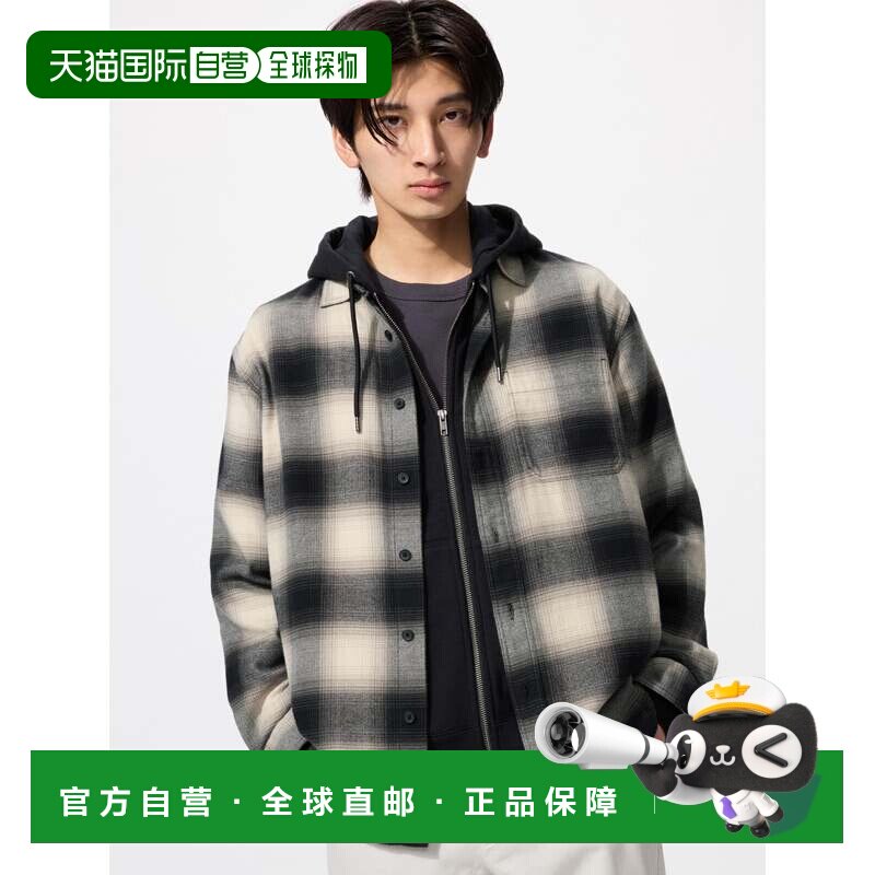 日本直邮Uniqlo 法兰绒格纹衬衫 481224优衣库上衣图片