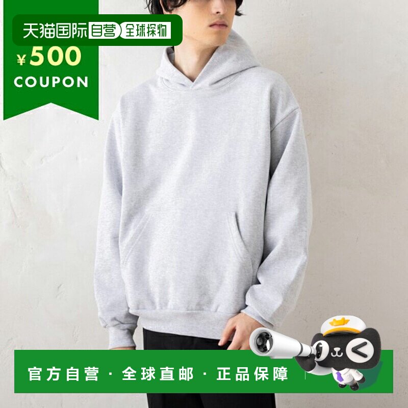 日本直邮Los Angeles Apparel 男士连帽衫带帽 14 盎司重磅抓绒灰