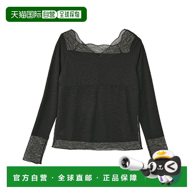 1h可退 日本直邮earth music&ecology 女装 吸湿发热 2WAY领蕾丝