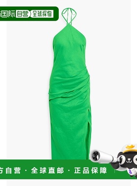 1h可退 香港直邮潮奢 Simkhai 女士 Hansel 垂褶亚麻挂脖长款连衣