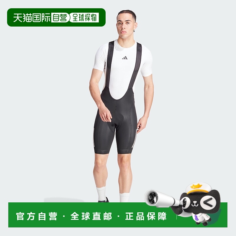 自营 adidas Essentials男式3条纹带衬垫自行车背带短裤-黑色 美