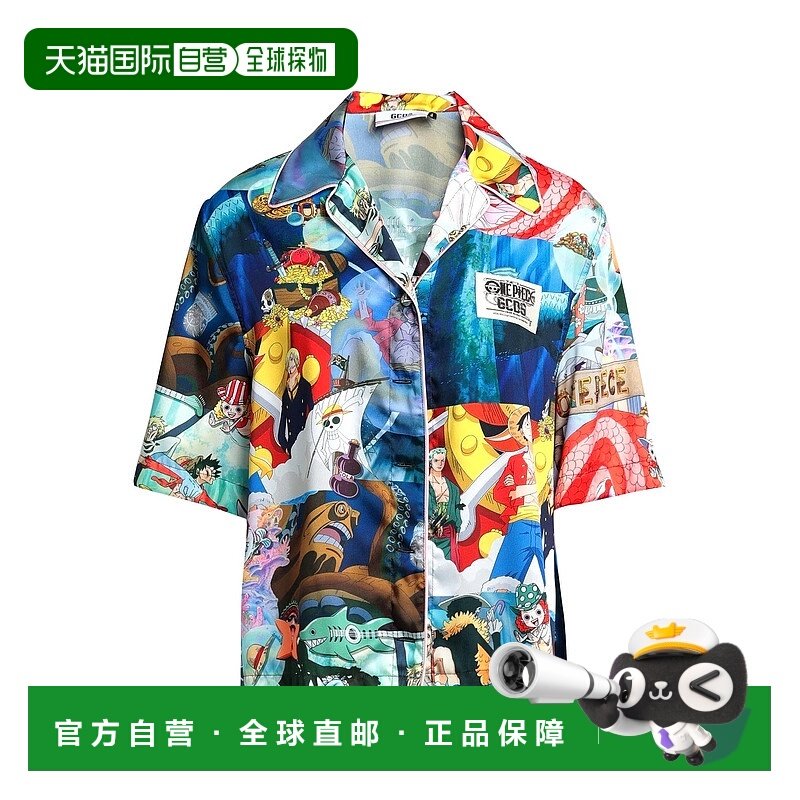 1h可退 香港直邮潮奢 Gcds 女士 Blouses 花纹衬衫 blue蓝色 舒适