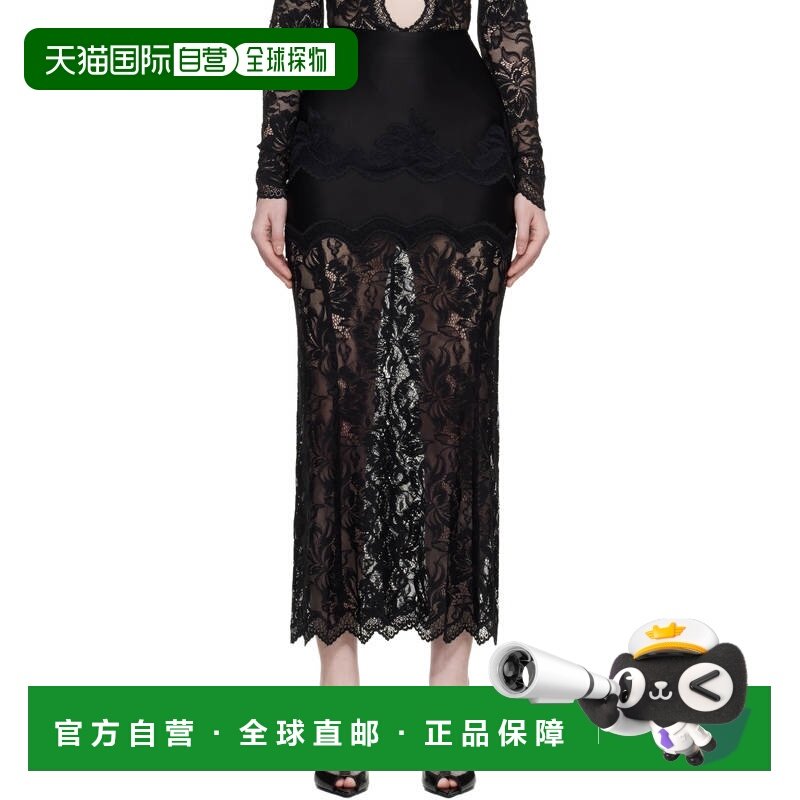 1h可退 香港直邮Rabanne 女士 黑色半身裙 26PJJU021PA0170