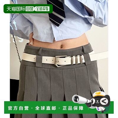 日本直邮florge 厚款银色边缘扣3点式皮革腰带 [FL8218EW07141]