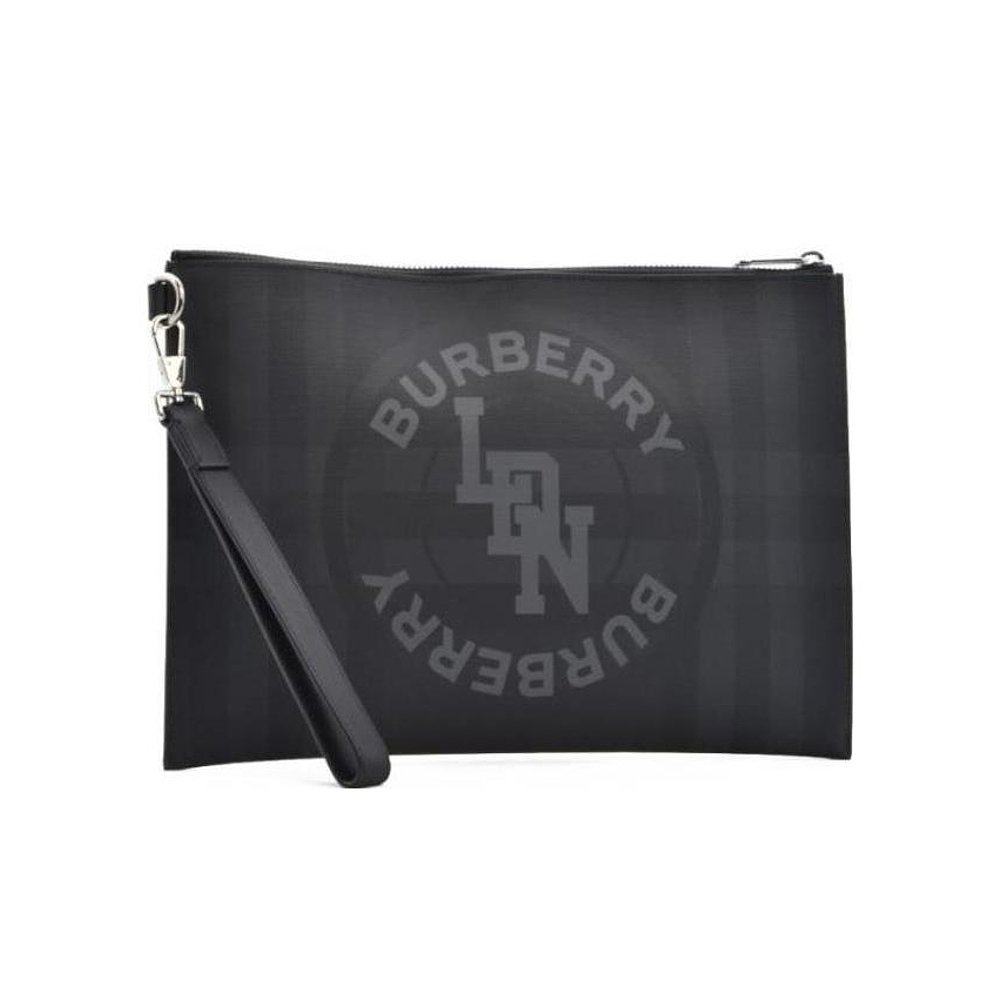 BURBERRY 男士手拿包 80225591 SS2021 黑色 logo印花手拿包