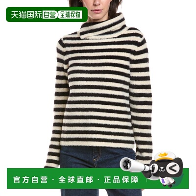 自营Vince Camuto Striped Turtleneck Top - black 美国奥莱直发