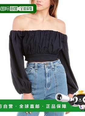 自营 The Fifth Label Fluer Linen-Blend Top blue 美国奥莱直发