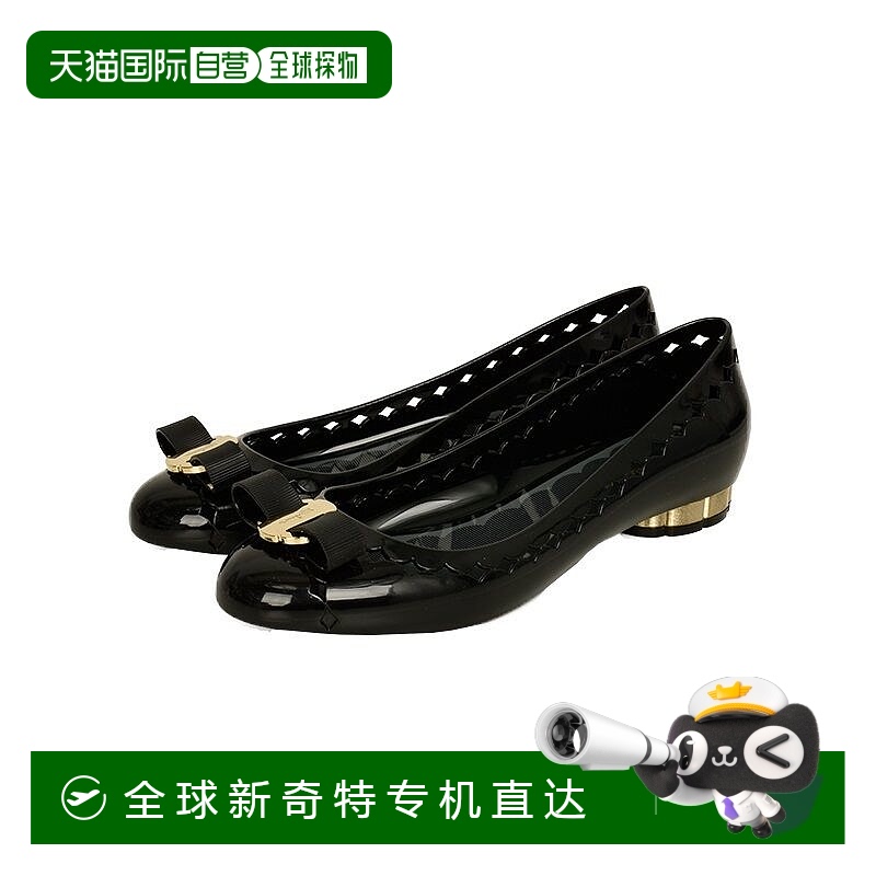 FERRAGAMO 菲拉格慕 女款新潮蝴蝶结金色边低跟鞋 美国码