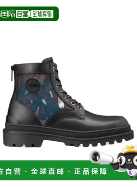 1h可退 香港直邮dior 迪奥 桀傲 男士 黑色圆头系带靴子 3BO257ZL