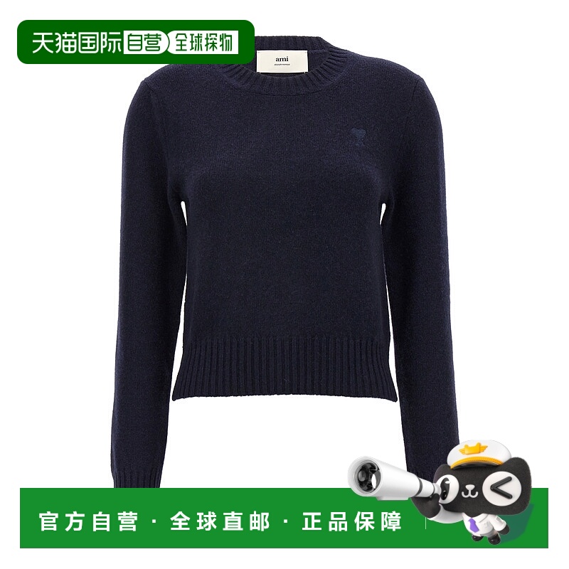 1h可退 香港直邮ami paris 女士 上装T恤长袖刺绣毛衣羊绒羊毛