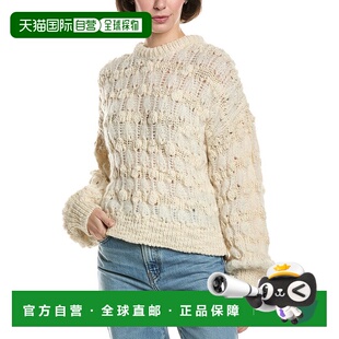 白色 denimFRAME牛仔爆米花条纹羊驼毛混纺毛衣 美国 frame 自营