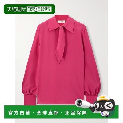 1h可退 香港直邮Chloe 蔻依 女士 Tie-detailed 双绉衫 CH25SHT42