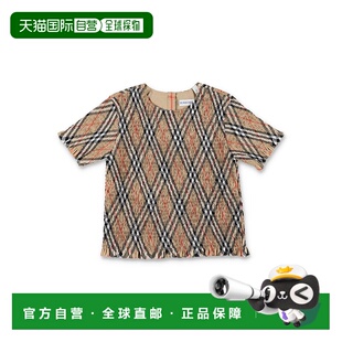 香港直邮潮奢 Kid Burberry 女童 格纹棉质上衣童 巴宝莉 1h可退