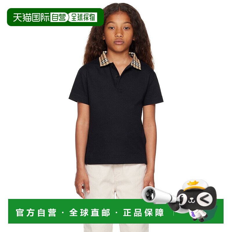 1h可退 香港直邮潮奢 Burberry 巴宝莉 女童 黑色 Check Collar C