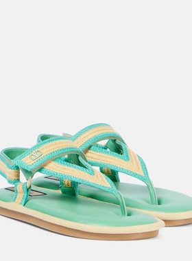 潮奢 Valentino 华伦天奴 女士 Powell 湖蓝色钩编凉鞋