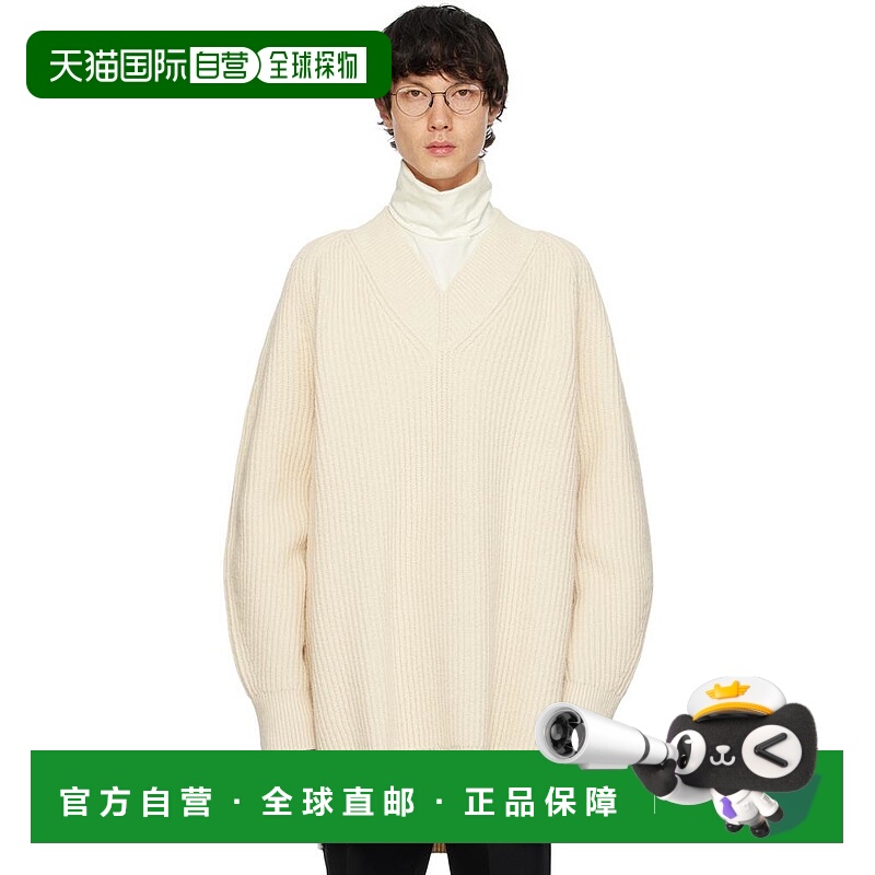 1h可退 【美国直邮】Jil Sander Off White V领毛衣 男装 针织衫