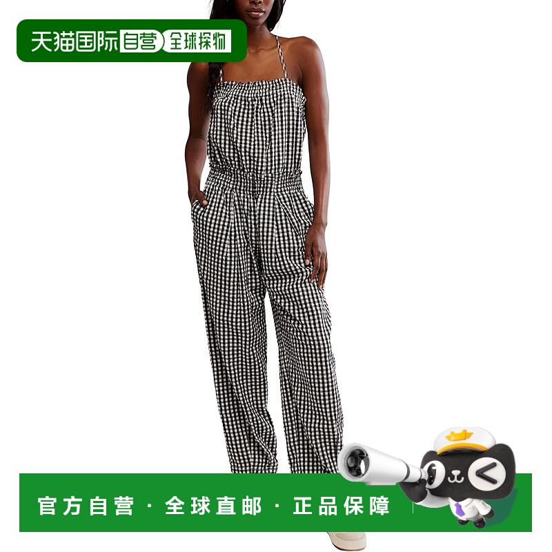 自营Free People Retro Heatwave Junmpsuit Women's Black Gingh