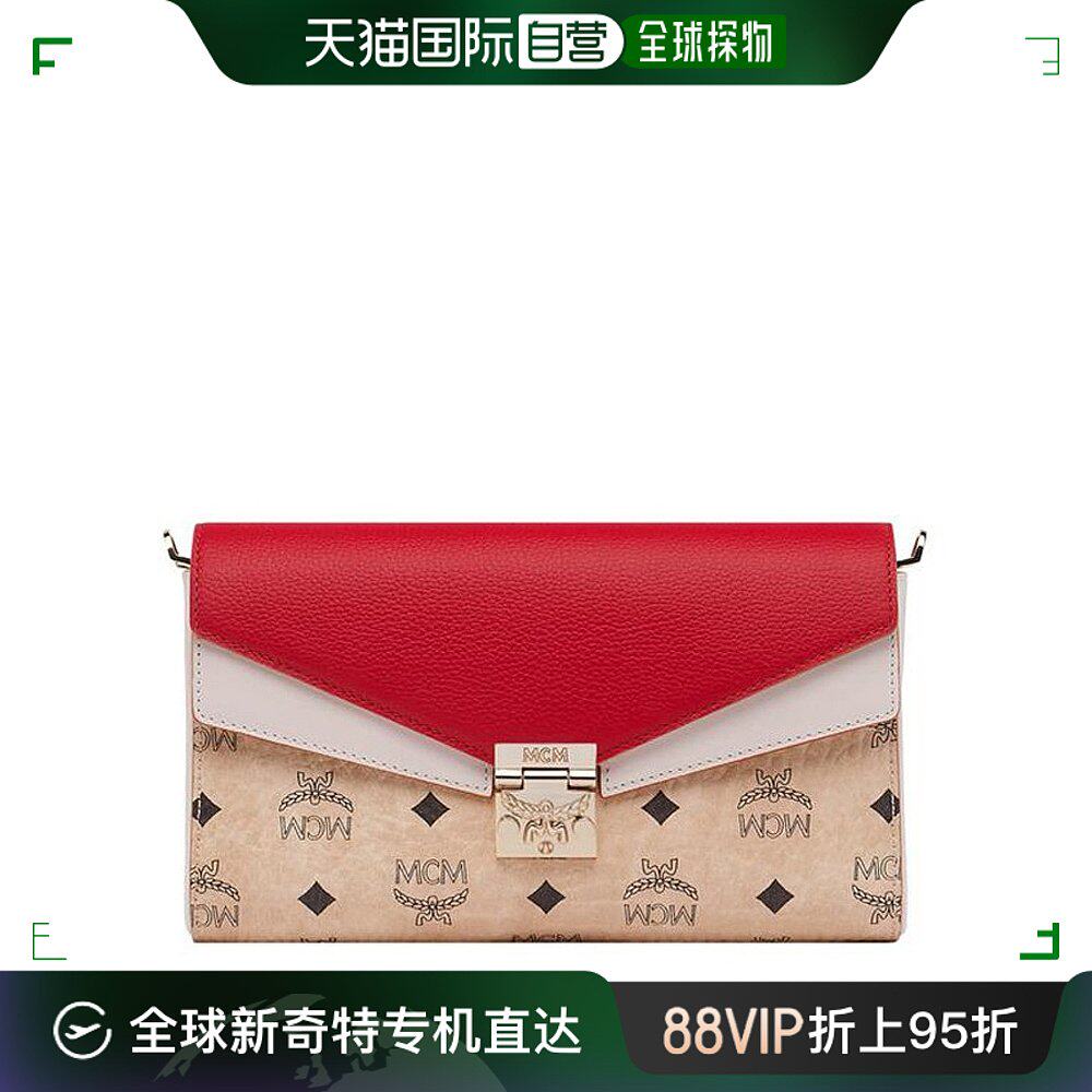 mcm女士米色翻盖字母印花信封链条包myz9sme80iz单肩包