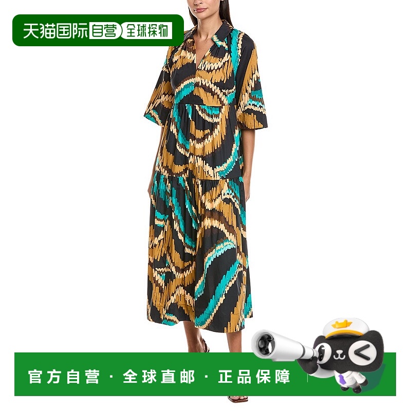 自营tyler boe Cara Tiered Midi Dress - black 美国奥莱直发